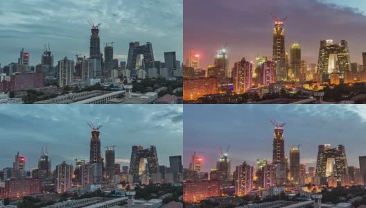 T/L WS HA ZI Beijing Central Business District Day to Night Transition / Beijing, China高清在线视频素材下载