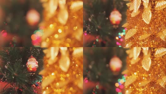 圣诞树的金色树枝高清在线视频素材下载