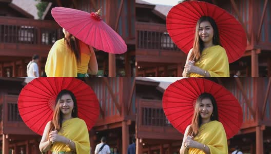 穿着传统风格的泰国妇女高清在线视频素材下载