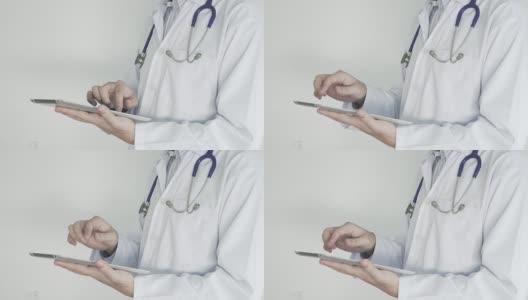 医生使用听诊器平板电脑高清在线视频素材下载
