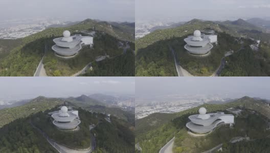 在山顶天文台拍摄的“双偏振多普勒天气雷达”航拍图高清在线视频素材下载