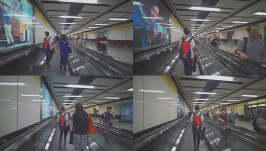 旅客拥挤的香港地铁火车站高清在线视频素材下载