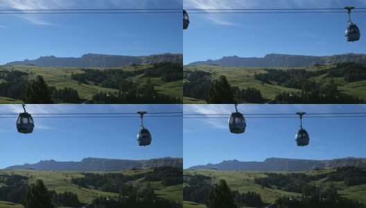 在意大利白云岩阿尔卑斯山的缆车高清在线视频素材下载