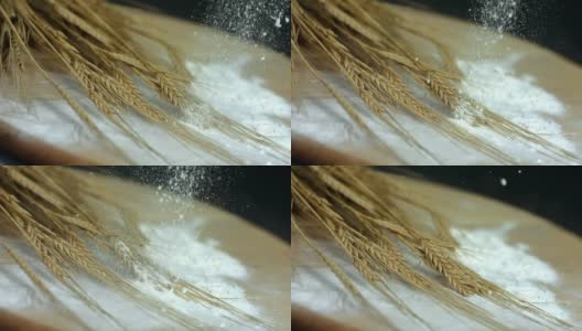 HD超级慢动作:面粉落在小麦上高清在线视频素材下载