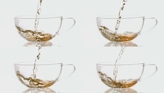 热茶倒入玻璃杯高清在线视频素材下载