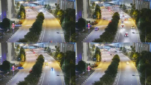 新加坡城市夜间4K延时交通高清在线视频素材下载