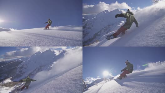 滑雪板运动员做粉转高清在线视频素材下载