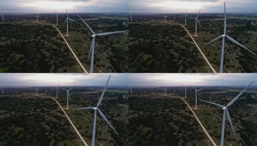 德克萨斯州中部缓慢而稳定的风力涡轮机农场为未来的清洁能源和可再生资源提供动力，以对抗气候变化高清在线视频素材下载