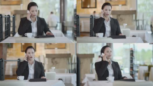 HD DOLLY:商业女性在Café工作高清在线视频素材下载