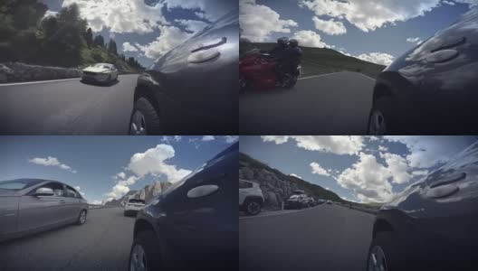 Hyperlapse POV汽车在欧洲阿尔卑斯山白云石上行驶高清在线视频素材下载