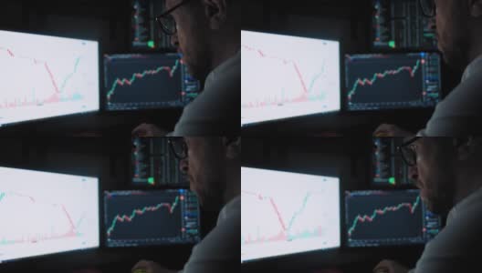 男性交易员在分析股票市场高清在线视频素材下载