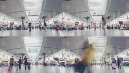旅客在杭州东站大厅。间隔拍摄4 k高清在线视频素材下载