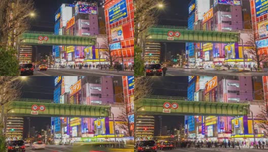 日本东京秋叶原地区的4K延时摄影。(放大相机视图)高清在线视频素材下载
