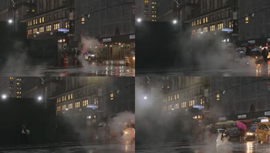 下雨的市中心街景高清在线视频素材下载
