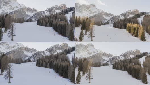 在晴朗的冬日里到阿尔卑斯山滑雪高清在线视频素材下载