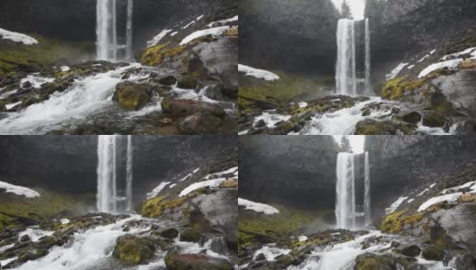 俄勒冈州的塔玛纳瓦斯瀑布冬季徒步旅行胡德山森林高清在线视频素材下载