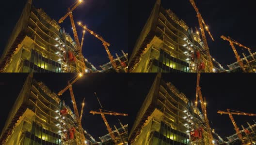 《时光流逝》中建筑工地的夜晚高清在线视频素材下载