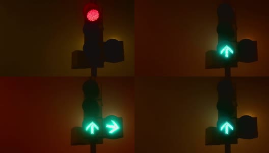 雾天夜里的红灯高清在线视频素材下载