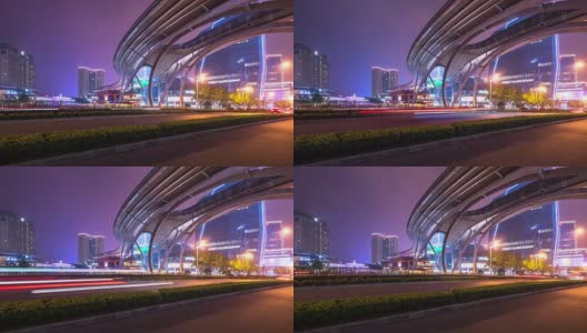 苏州新城区夜间交通繁忙。间隔拍摄4 k高清在线视频素材下载