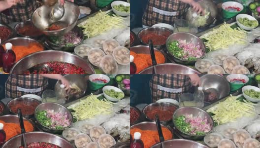 混合泰国辣沙拉，曼谷，泰国高清在线视频素材下载