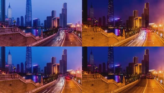 中国天津金融区附近现代城市景观的时间推移高清在线视频素材下载