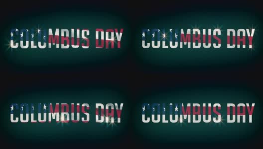 美国哥伦布日旗帜，排印动画4K高清在线视频素材下载