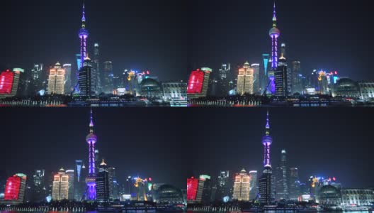 现代的上海摩天大楼在晚上有美丽的灯光高清在线视频素材下载