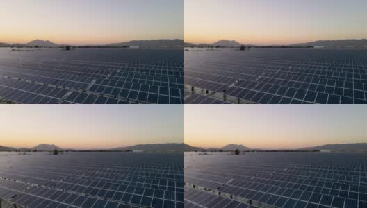 右边的方法是在太阳落山之前，航拍近海光伏发电厂的照片高清在线视频素材下载