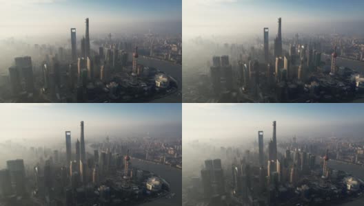 上海天际线鸟瞰图高清在线视频素材下载