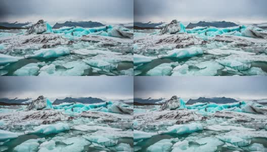 冰岛Jokulsarlon冰川泻湖冰山的时间流逝高清在线视频素材下载