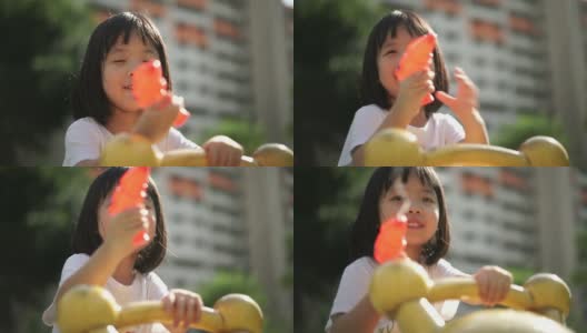 亚洲女孩玩水枪高清在线视频素材下载