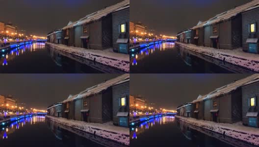 日本北海道小樽城夜景高清在线视频素材下载