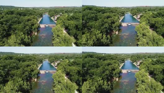 美国德克萨斯州奥斯汀市的巴顿温泉，低角度清澈的泉水，位于美国德克萨斯州奥斯汀市高清在线视频素材下载