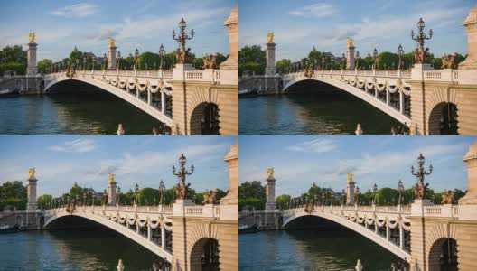 连接香榭丽舍大街和荣军院的巴黎亚历山大三世大桥高清在线视频素材下载
