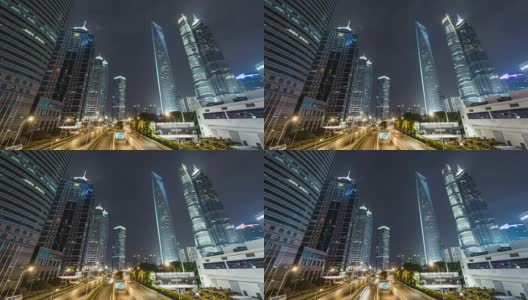 T/L WS LA Downtown Shanghai at Night / Shanghai, China高清在线视频素材下载