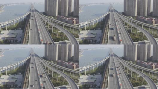 跨海大桥交通流航拍图高清在线视频素材下载