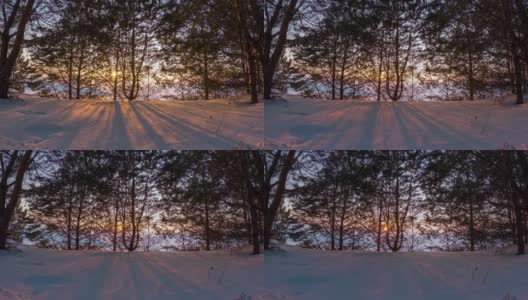 间隔拍摄日落的冬天。高清在线视频素材下载