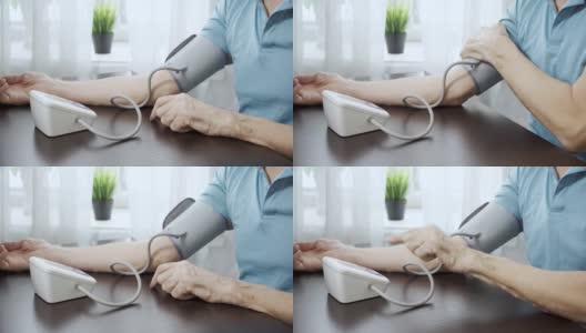 一位老人正在测量他的血压高清在线视频素材下载