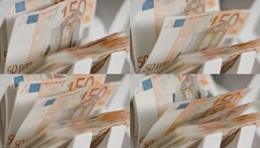 数钞机，数50欧元钞票高清在线视频素材下载