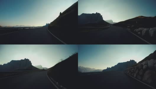 POV汽车:驾驶在欧洲阿尔卑斯山白云石高清在线视频素材下载