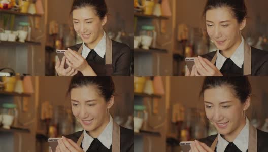 亚洲女性使用智能手机高清在线视频素材下载