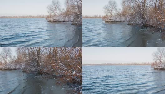 冬天的一天河水表面高清在线视频素材下载