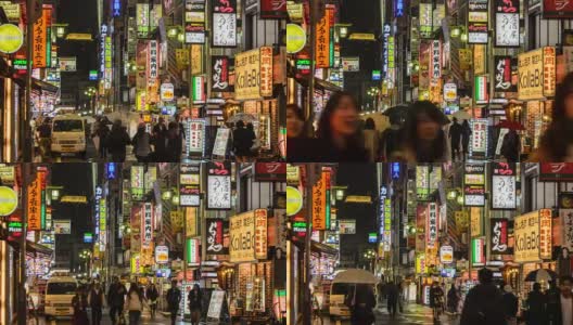 4K时间间隔:日本东京晚上歌舞伎町的人群。高清在线视频素材下载