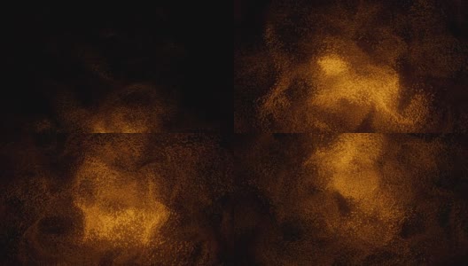 在黑色背景上散布的金色沙子的抽象图案。橙色点云在黑暗中盘旋。虚拟数据。VJ循环运动背景。4K动画- 3D渲染高清在线视频素材下载