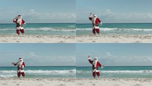 疯狂的圣诞老人海滩高清在线视频素材下载