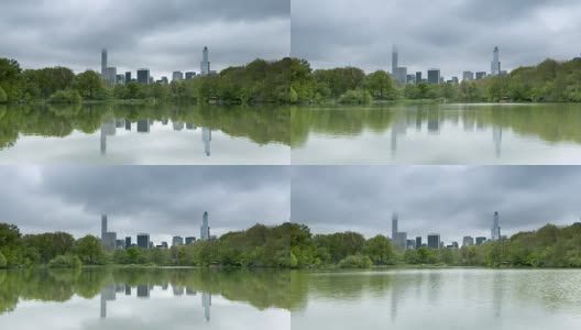 中央公园湖云时光流逝高清在线视频素材下载
