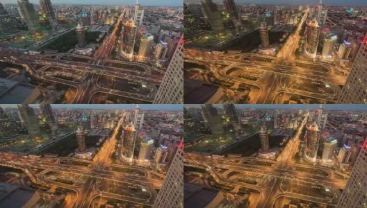 时光流逝-国贸桥，北京，黄昏到夜晚(WS HA)高清在线视频素材下载