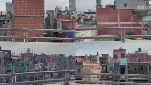 贫民窟或棚户区被称为“31号别墅”，位于阿根廷布宜诺斯艾利斯的雷蒂罗区，是城市中最大的贫民窟之一，大约有4 -5万居民。4K分辨率。高清在线视频素材下载