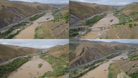 马达加斯加高地脏河桥无人机视图高清在线视频素材下载