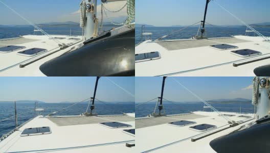 HD:一艘双体帆船的甲板高清在线视频素材下载